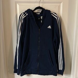 Adidas Dark Blue Hoodie with White Accents
